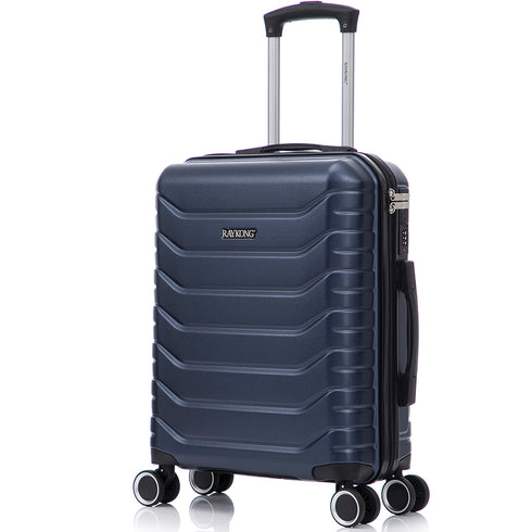 RAYKONG Maleta de Cabina 55x40x20cm Policarbonato (40L) semirígida Trolley pequeño Equipaje de Mano 4 Ruedas giratorios a 360º Cierre numérico-Azulmarino